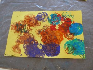 Students create masterpieces with paint and kitchen utensils